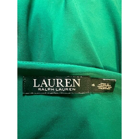 Ralph Lauren Dress 4 Green 3/4 Long Sleeve Stretch Washable Career Church - Picture 8 of 14